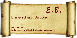 Ehrenthal Botond névjegykártya